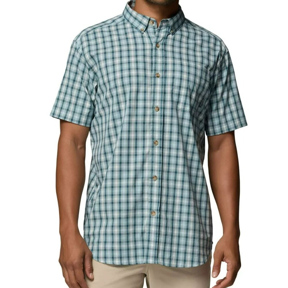 Columbia Men’s Outdoor Utility Gingham Short Sleeve Button-Up Shirt Size L